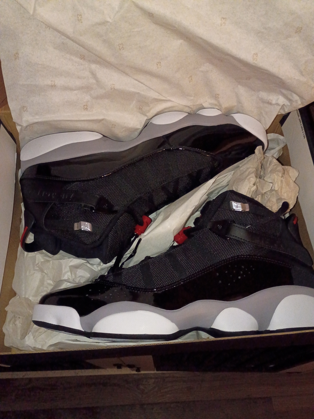 Jordan Men's Black, White and Red High-Top Sneakers